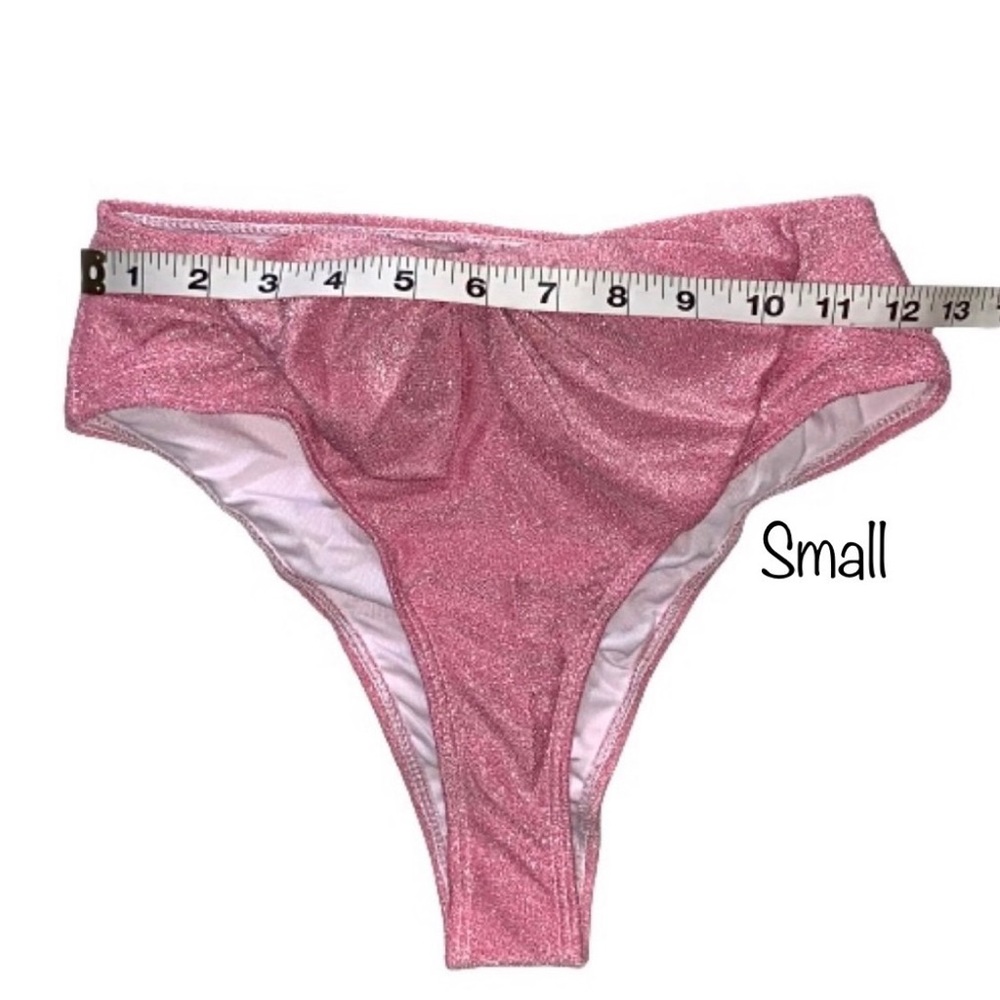 New! Parisian Princess Pink Bikini Set Bandeau Swimsuit Set, Vintage-Style S M - Picture 4 of 11
